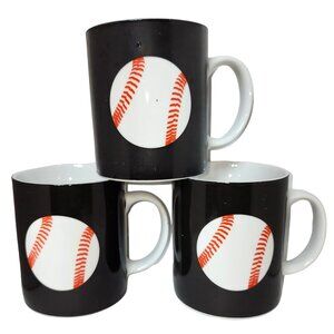 Set of 3 Target Home Baseball Softball Coffee Cup Mug Tea Black Background Sport